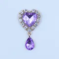 Gold alloy heart rhinestone pendant DIY decorative accessory for clothes and bags. - Light Purple