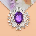 Botón de aleación con pedrería y gema morada ovalada para ropa y accesorios de joyería. - Púrpura profundo