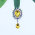 Pendentif en acrylique coloré en strass argent antique alliage pour accessoire cheveux. - Jaune Doré