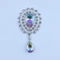 Silver alloy rhinestone acrylic pendant DIY apparel hair accessory decorative crystal button - AB Color