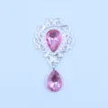 Zilverkleurige legering druppel hanger met roze strass DIY kleding accessoire - Lichtroze