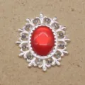 Botones de diamantes de imitación de aleación hueca ovalada resina ojo de gato accesorios - Rojo Brillante