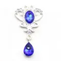 Silver alloy crown rhinestone pendant blue gemstone DIY jewelry accessory main view item - Sapphire Blue