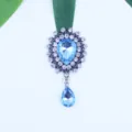 Colgante gota acrílico estrás azul plata antigua DIY ropa accesorios para el pelo - Azul claro