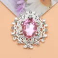 Ovale strass bloem knop legering DIY kleding accessoire kristal ambacht ontwerp stuks - Lichtroze