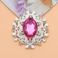 Ovale legering strass decoratieve knop DIY handgemaakte kleding sieraden accessoire - Pruimrood