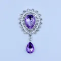 Silver alloy rhinestone pendant crystal charm DIY clothing hair jewelry accessory detail view - Light Purple