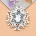 Ovale legering strass steen knop diy handgemaakte kleding accessoire glanzende kristal gesp - Wit