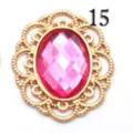 Pink oval acrylic rhinestone with gold hollow filigree metal base DIY jewelry accessory. - Rose Red