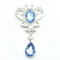 Colgante estrás corona aleación plata lágrima azul accesorio joyería DIY artículo. - Azul claro