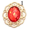 Ovalado strass rojo metal dorado base filigrana colgante para hacer joyas y accesorios DIY. - Rojo Brillante