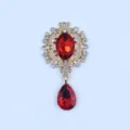 Broche de estrás de aleación vintage cristal rojo accesorio de joyería DIY ropa pieza - Rojo Brillante