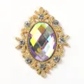 Gold alloy rhinestone crystal button DIY accessory for shoes bags hair bows badge tray crafts - Gold Base - AB Colorful