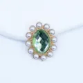 Botón de estrás ovalado girasol perla 20x25mm, material decorativo de manualidades DIY. - Verde claro