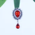 55x33mm colgante de acrílico con diamantes de imitación plata antigua DIY ropa pelo - Rojo Brillante