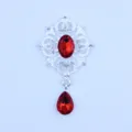 zilveren legering bloem strass druppel hanger DIY sieraden accessoire 50x27mm rode kristal - Rood