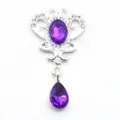 Colgante de estrás con corona de aleación plateada y gema morada para joyería. - Púrpura profundo