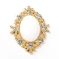 Gold alloy rhinestone oval white gemstone DIY button for shoes bags hair accessories crafting. - Gold Base Stone White