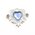 Colgante de aleacion con diamantes de imitacion de corazon azul para manualidades 21x25mm - Azul claro