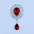 Colgante de lágrima acrílica con diamantes de imitación de aleación de metal plateado accesorio de pelo - Rojo Brillante