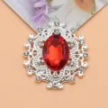 Botón de diamantes de imitación rojo de aleación ovalada vintage accesorio artesanal. - Rojo Brillante