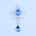 50x27MM Zilver Legering Strass Bloem Hanger DIY Kristal Druppel Kleding Deco Accessoire - Lichtblauw