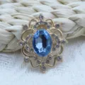 Colgante de estrás piedra azul hueco de aleación DIY accesorio joya artesanía componente - Azul claro