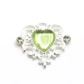 Colgante con dijes DIY de aleación de diamantes de imitación de corazón 21x25mm verde - Verde claro