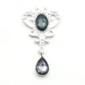 Silver alloy crown rhinestone pendant diy jewelry accessory black crystal charm 1pc - Gray
