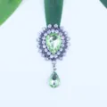 Colgante estrás aleación plata antigua cristal verde manualidades DIY 55x33mm - Verde claro