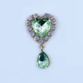 Colgante Corazón Estrás Aleación Oro Cristal Verde Lágrima DIY Accesorio Ropa Variante - Verde claro
