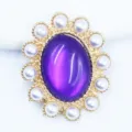 Botón floral de aleación perla ojo de gato morado DIY manualidades tocado novia accesorio zapato - Púrpura profundo