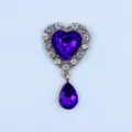 Colgante de corazón DIY con diamantes de imitación dorados y cristal violeta para ropa bolsos. - Púrpura profundo