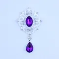 50x27mm zilveren legering strass bloem gesp druppel hanger DIY kleding accessoire. - Donkerpaars