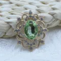 Colgante de aleación dorada con estrás verde ovalado accesorio de joyería DIY para decoración de cabello. - Verde claro