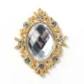Gold alloy oval rhinestone button DIY craft crystal shoe bag hair accessory charm material - Gold Base White