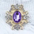 Vintage gold alloy rhinestone crystal oval purple acrylic gemstone DIY craft accessories details - Light Purple