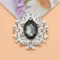 Ovale legering strass knop voor DIY ambachten, mooie donkergrijze edelsteen met zilver - Grijs