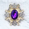 Detalle de boton de flor de estrass acrilico de aleacion para accesorios de bricolage y collares. - Púrpura profundo