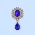 Vintage Alloy Rhinestone Oval Brooch DIY Jewelry Accessory Crystal Lapel Pin Badge - Sapphire Blue