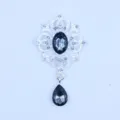 50x27mm zilveren legering strass broche vintage kristallen hanger DIY sieraden - Grijs