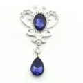 Alloy Crown Rhinestone Pendant Blue Gem DIY Jewelry Accessories For Craft Decoration Parts - Navy Blue