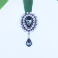 Pendentif goutte en strass et alliage argent antique accessoire DIY vêtement 55x33mm - Gris