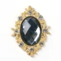 Oval Rhinestone Alloy Gem Button DIY Hair Accessory Clothing Shoe Bag Material Decor - Gold Base - Grey