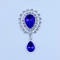Silver metal alloy rhinestone acrylic pendant DIY clothing hair accessory decorative diamond button. - Sapphire Blue