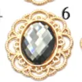 Gold hollow metal base tray with dark acrylic gem for DIY hair jewelry accessories. - Gray