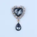 Gold alloy rhinestone heart pendant DIY charm apparel accessory 24x45mm sparkling jewelry. - Gray