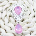 Silver hollow shield pendant DIY rhinestone metal alloy pink crystal accessory for jewelry making - Deep Pink