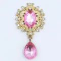 Alloy rhinestone brooch finding DIY pink crystal pendant ornate vintage metal accessory - Light Pink