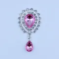 Silver metal alloy rhinestone acrylic pendant DIY clothing hair accessory jewelry decoration - Light Pink